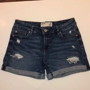 garage navy blue ripped shorts